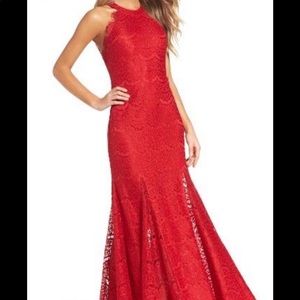 Morgan & Co. Red Lace Gown